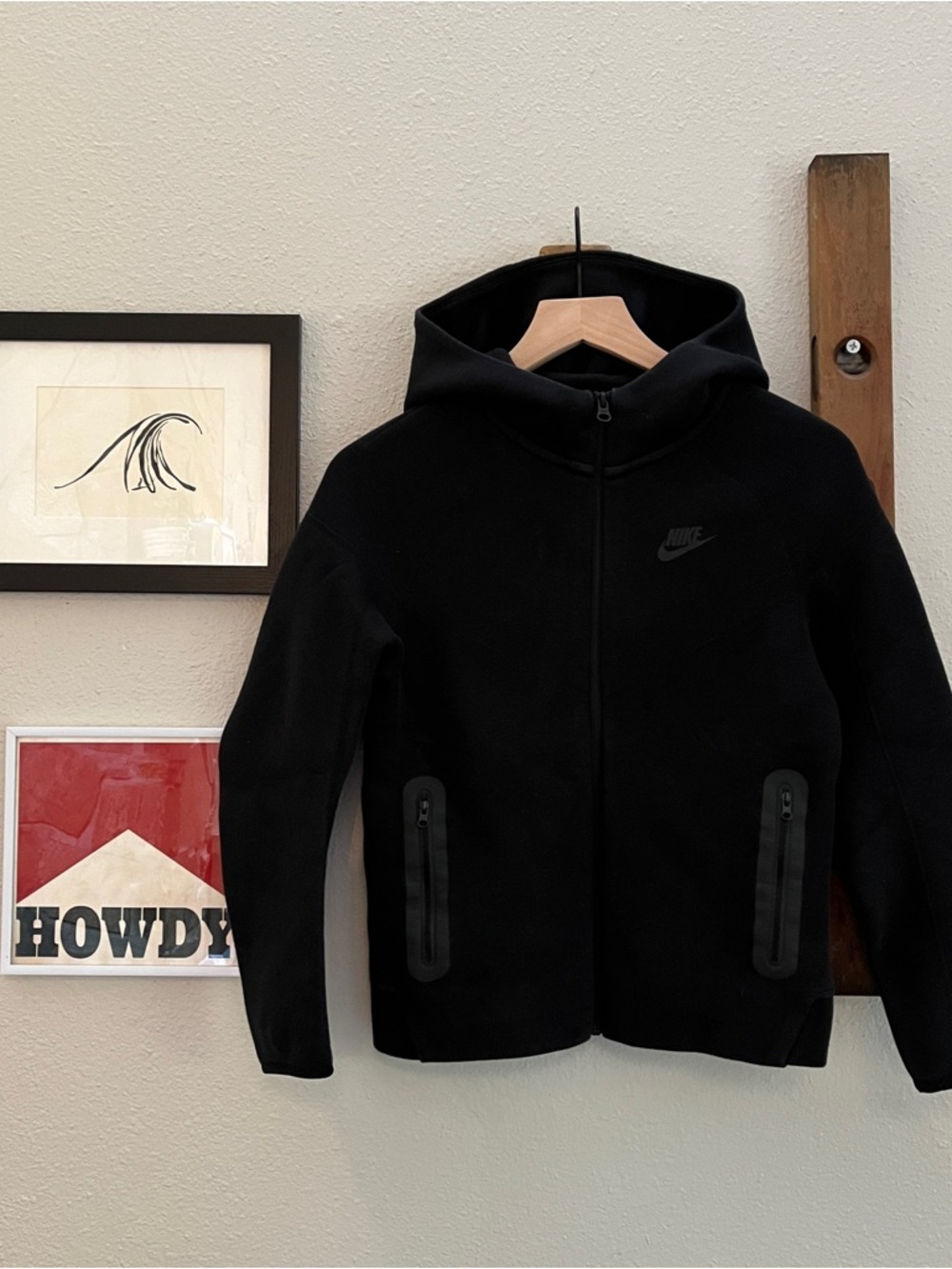 $105 Nike Sportswear Tech Fleece Zip Up Hoodie Black Size Medium Boys